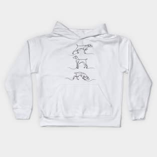 Continuous Line Weimaraners With Docked Tails (Black and White) Kids Hoodie